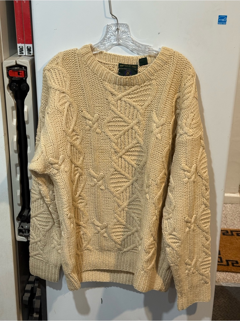 Club Room Cream Cable Knit Crewneck Sweater